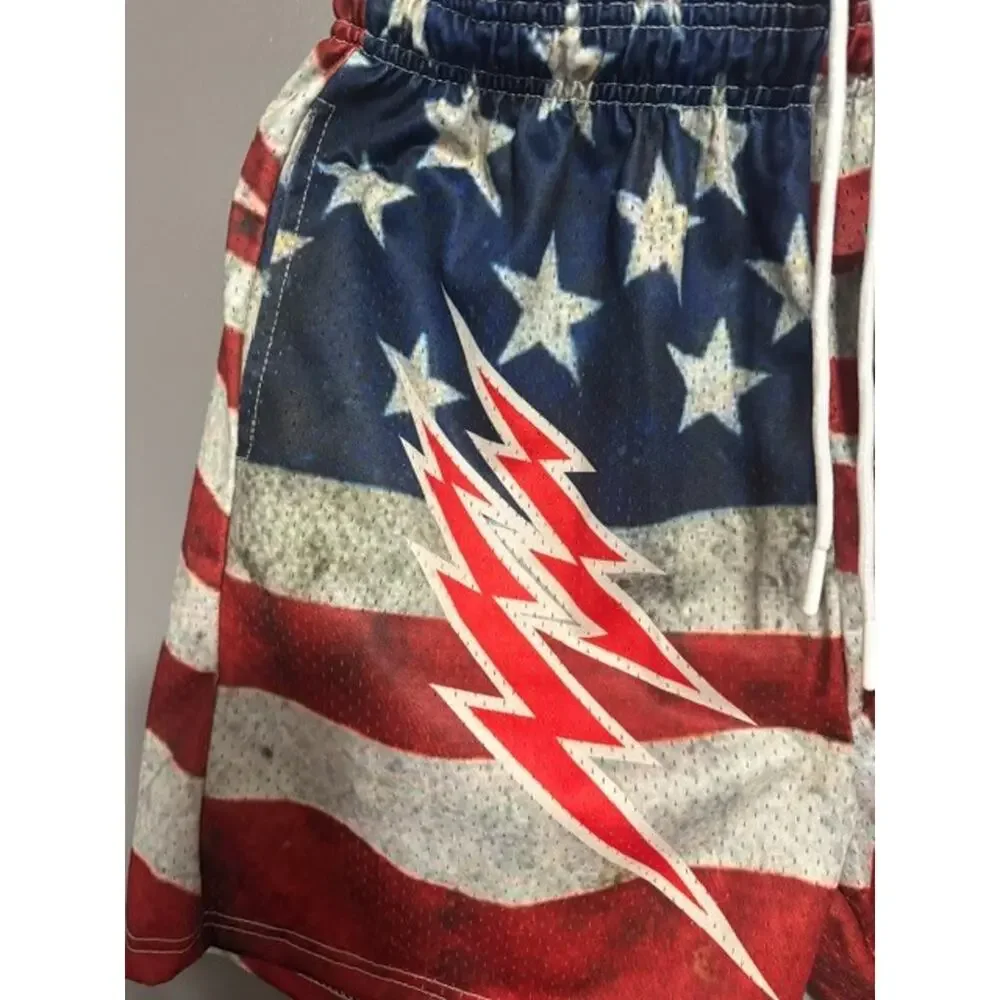 Corrupted Creative Capsule One USA Flag Mesh Shorts LARGE Waist Retail $159